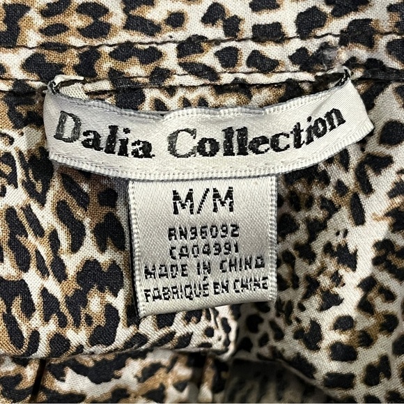 Dalia Collection Shirt Women's med Brown Animal Print Tunic Blouse Rayon - Picture 6 of 11